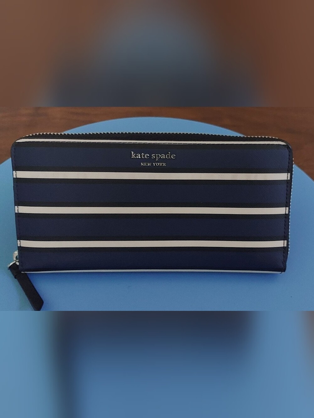 Nwot's Kate Spade New York Cameron Navy & White Striped Womens Wallet